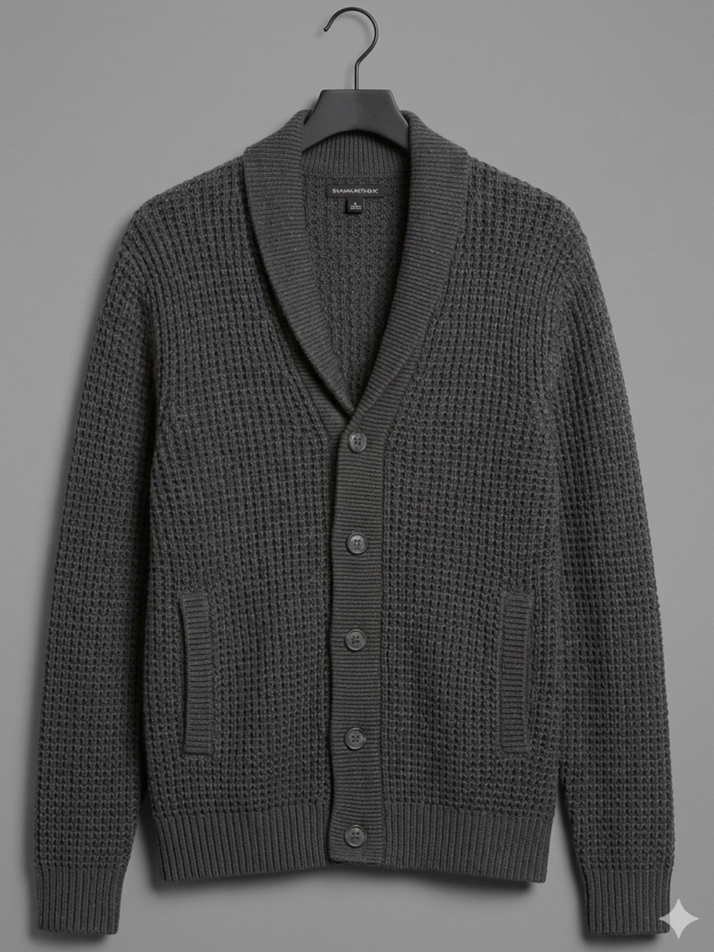 NWOT Men’s Banana Republic Charcoal Cotton-Blend Waffle Knit Cardigan